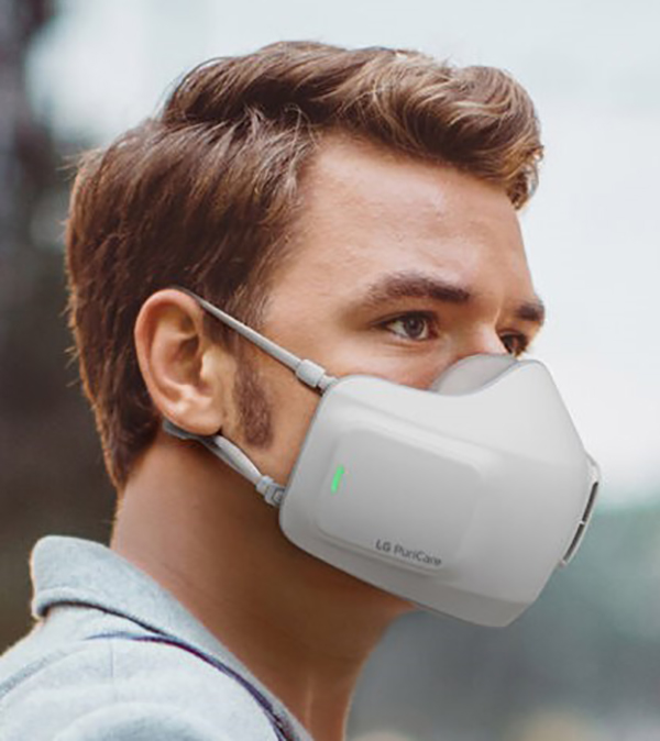 Man with LG electronics mask